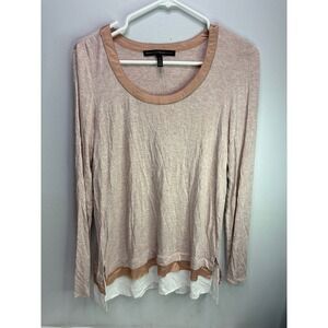 White House Black Market Blush Pink Top Ball Chain Tee size small